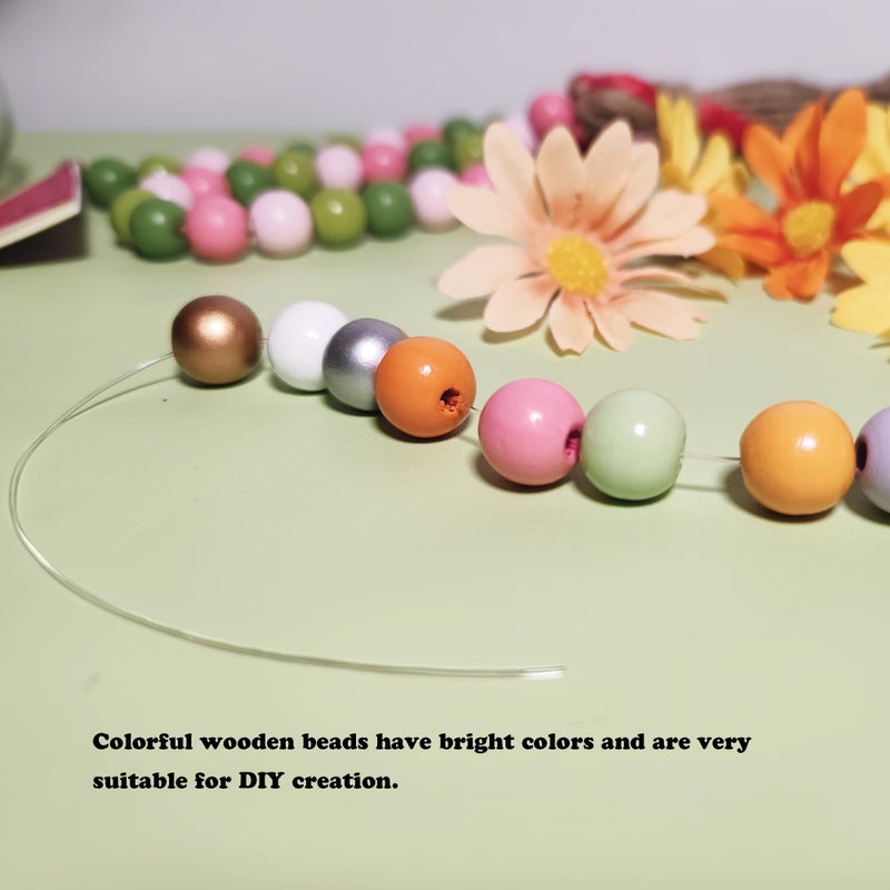 Jsehchya 240PCS Natual Wooden Colorful Round Beads for Craft Wood Spacer Loose Colored Beads f for DIY Room Decoration  Family Gatherings  Holiday Decorations (240PCS 24COLOR) - Image 4